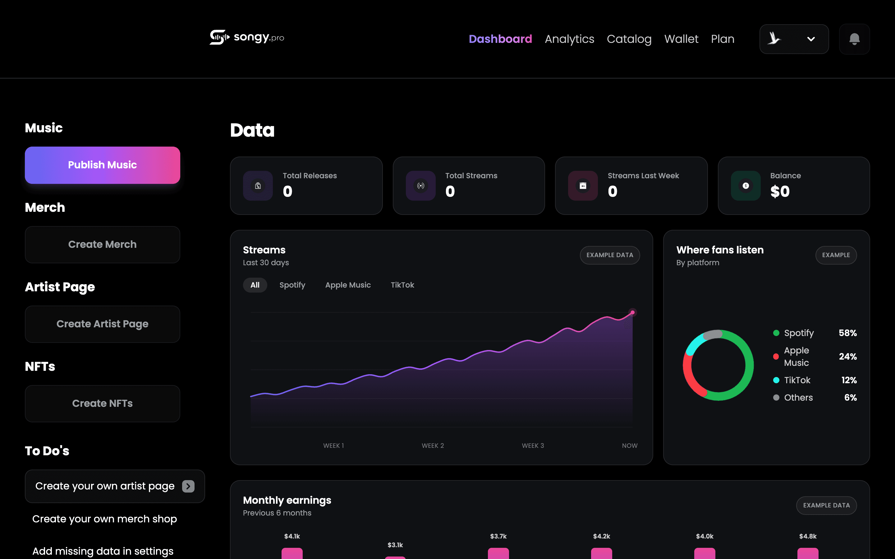 songy artist dashboard